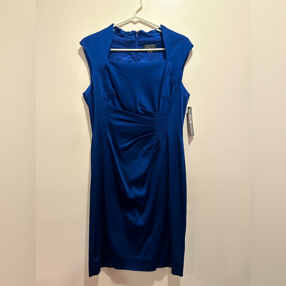 Tahari - Brilliant Blue Satin Office Dress